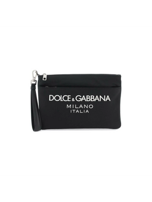 Nylon Pouch With Rubberized Logo DOLCE & GABBANA JOHN JULIA.