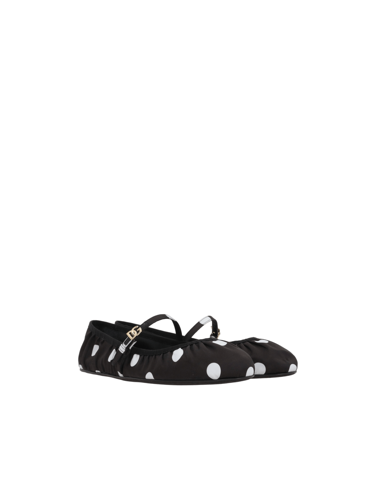 Odette Polka-Dot Print Satin Ballerinas-DOLCE&GABBANA-JOHN JULIA