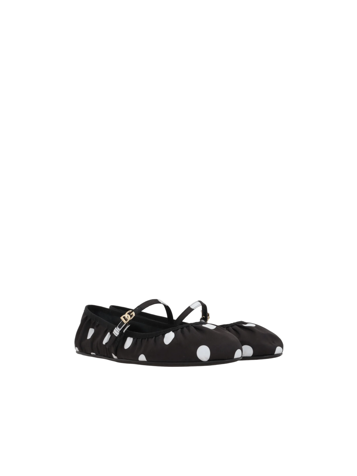 Odette Polka-Dot Print Satin Ballerinas-DOLCE&GABBANA-JOHN JULIA