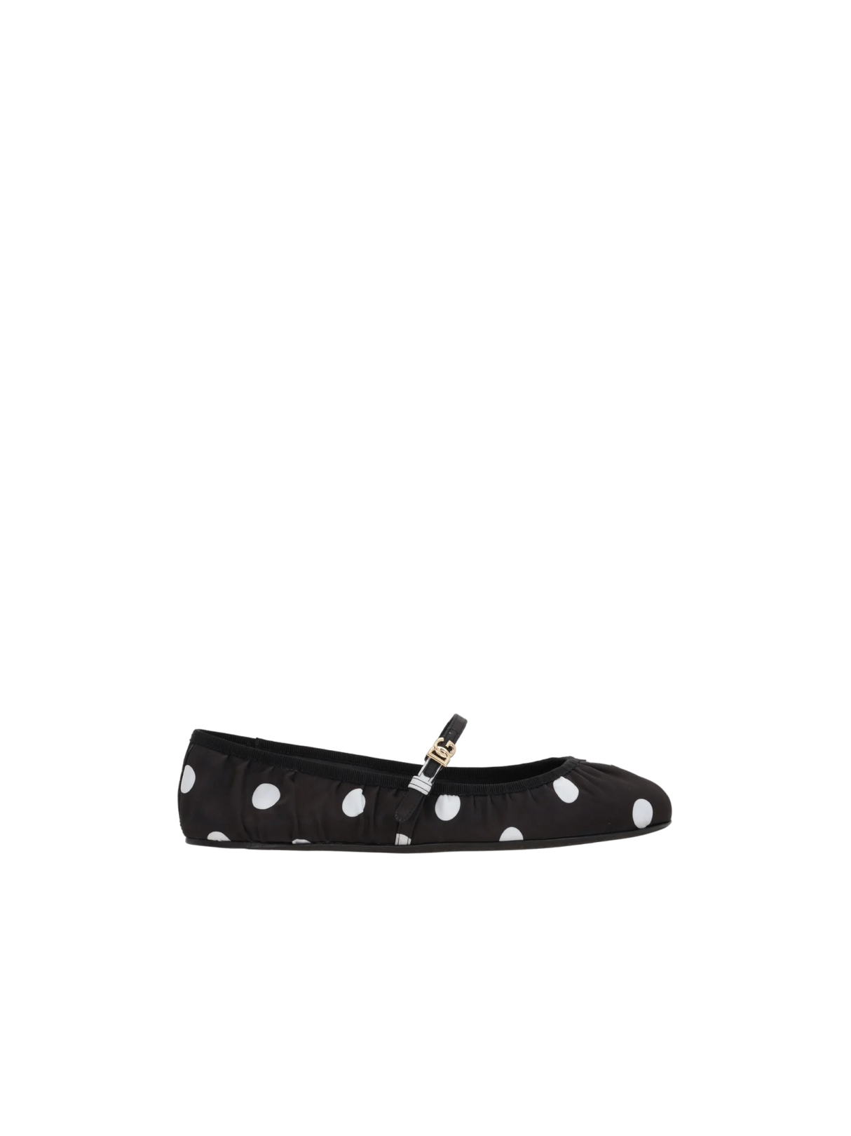 Odette Polka-Dot Print Satin Ballerinas-DOLCE&GABBANA-JOHN JULIA