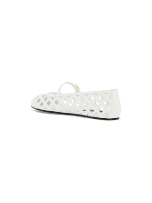 DOLCE&GABBANA-Open Work Leather Odette Ballet Flats-JOHN JULIA