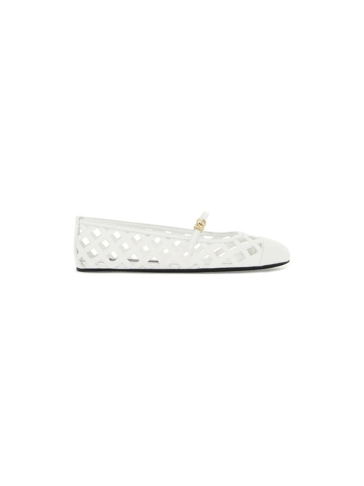 DOLCE&GABBANA-Open Work Leather Odette Ballet Flats-JOHN JULIA