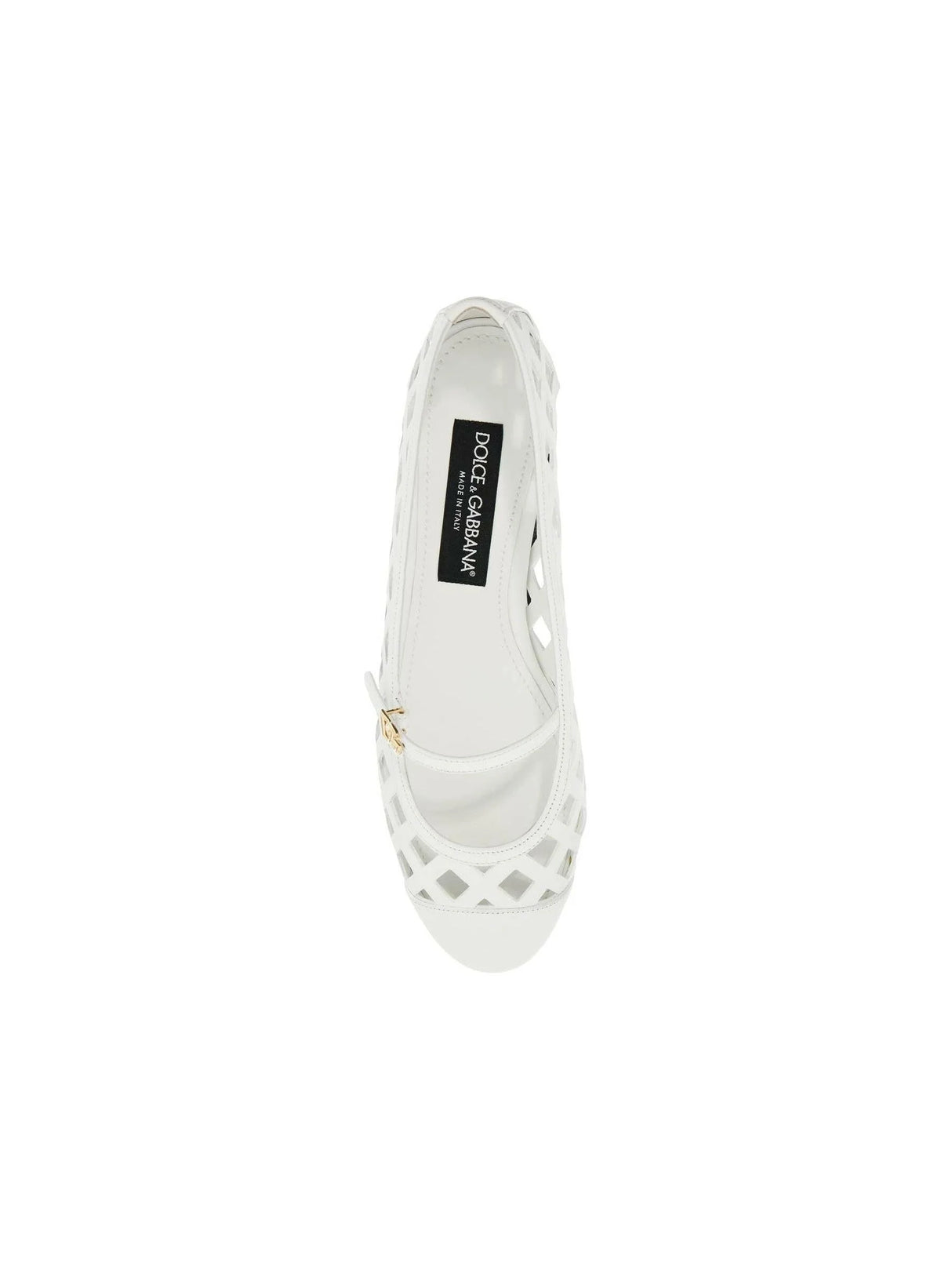 DOLCE&GABBANA-Open Work Leather Odette Ballet Flats-JOHN JULIA