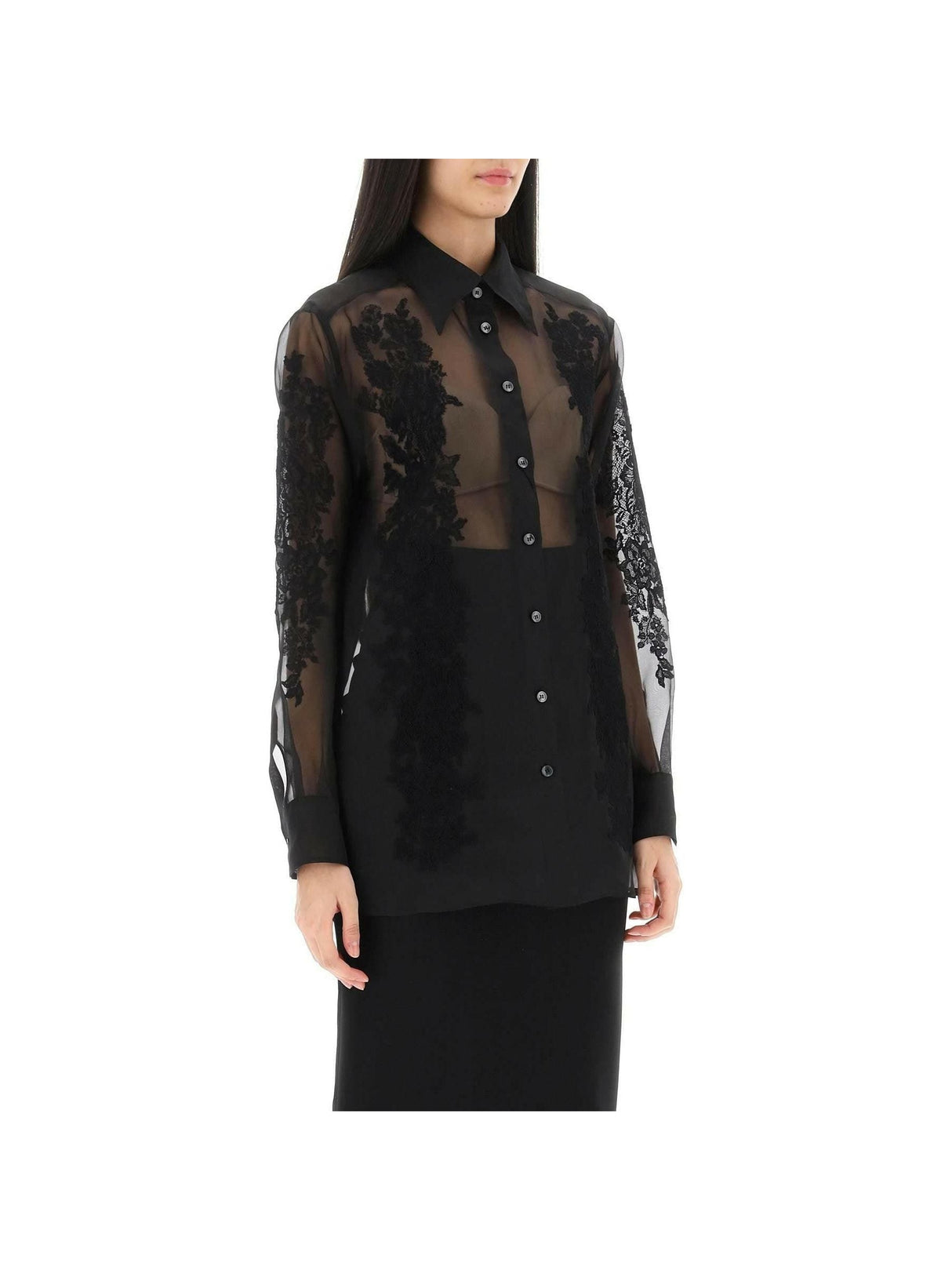 Organza Shirt With Lace Inserts DOLCE & GABBANA JOHN JULIA.