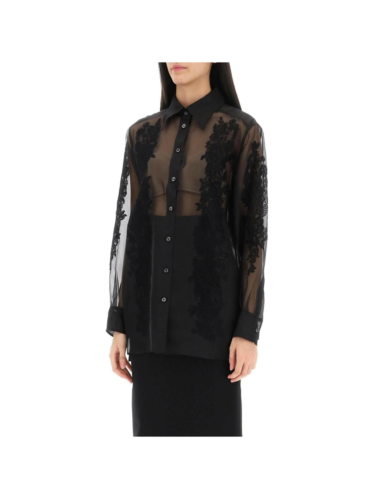 Organza Shirt With Lace Inserts DOLCE & GABBANA JOHN JULIA.