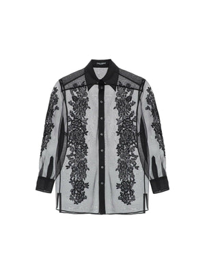 Organza Shirt With Lace Inserts DOLCE & GABBANA JOHN JULIA.