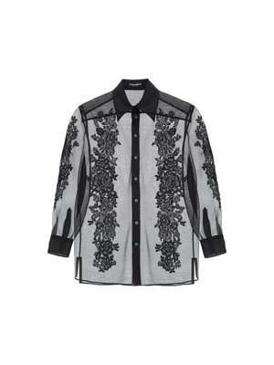 Organza Shirt With Lace Inserts DOLCE & GABBANA JOHN JULIA.