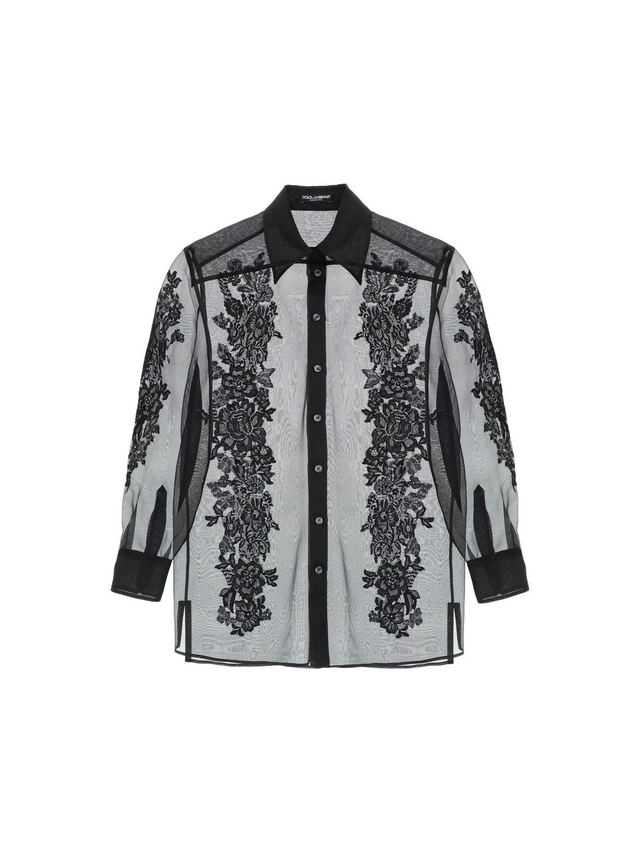 Organza Shirt With Lace Inserts DOLCE & GABBANA JOHN JULIA.