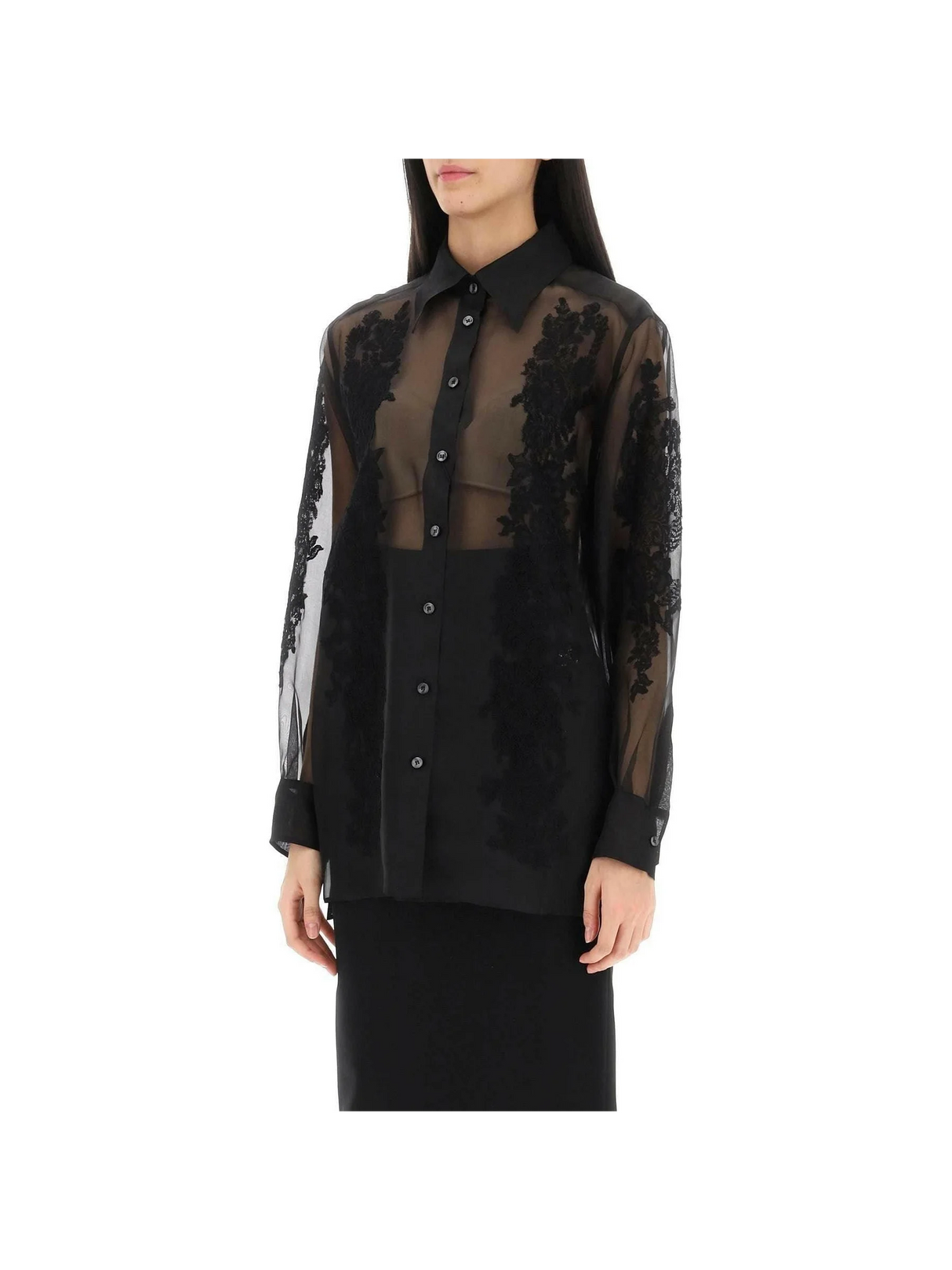 Organza Shirt With Lace Inserts DOLCE & GABBANA JOHN JULIA.