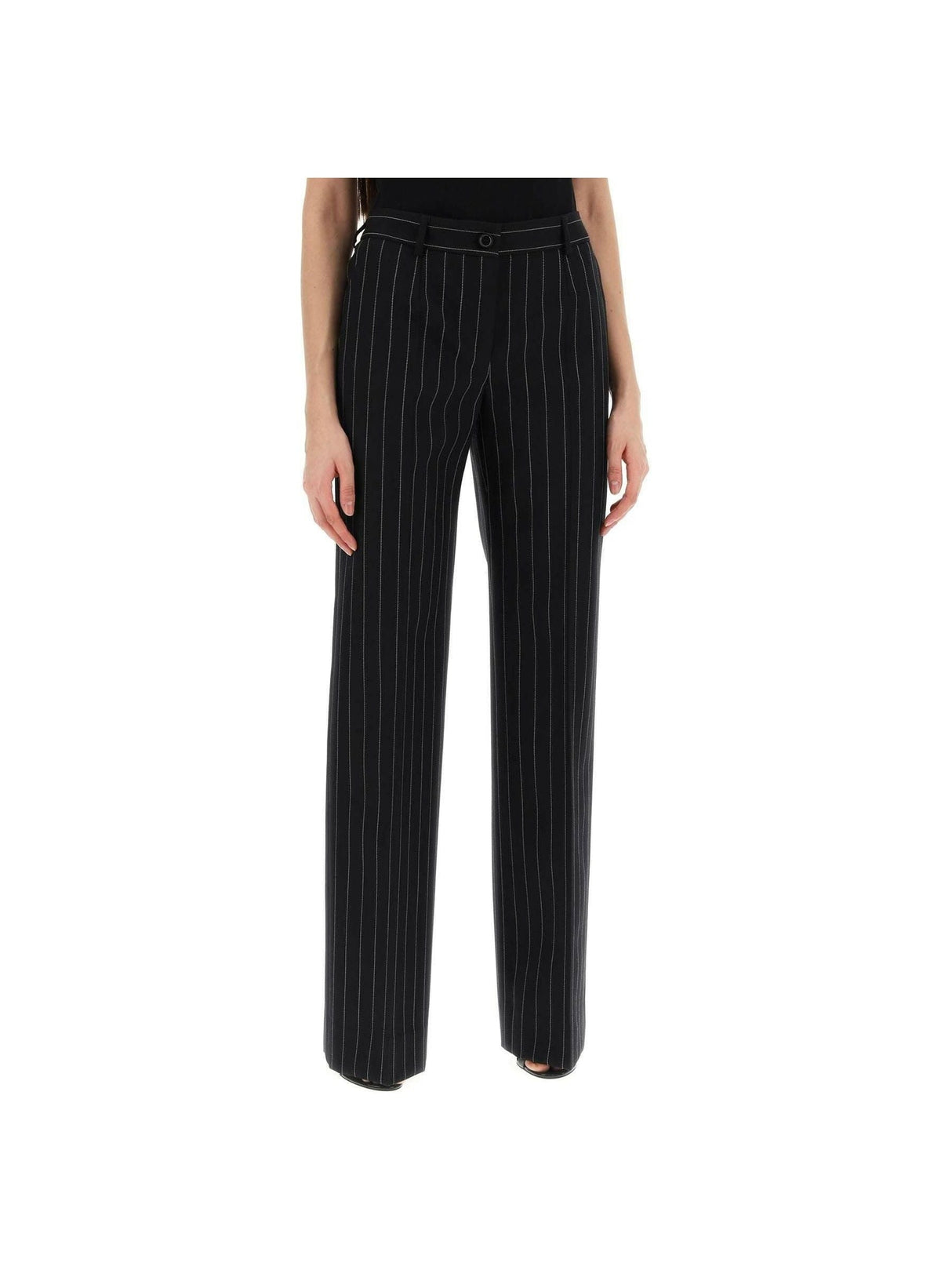 Black Pinstriped Wool Trousers DOLCE & GABBANA JOHN JULIA.