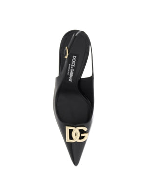 Black Polished Calfskin Slingbacks DOLCE & GABBANA JOHN JULIA.