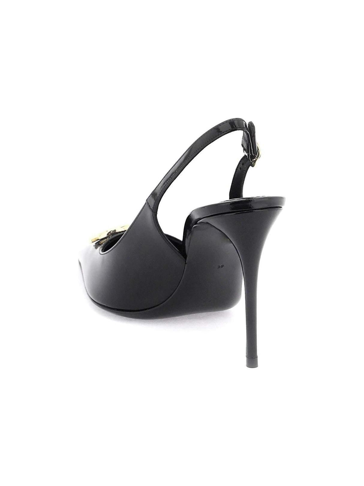 Black Polished Calfskin Slingbacks DOLCE & GABBANA JOHN JULIA.