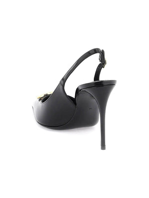 Black Polished Calfskin Slingbacks DOLCE & GABBANA JOHN JULIA.