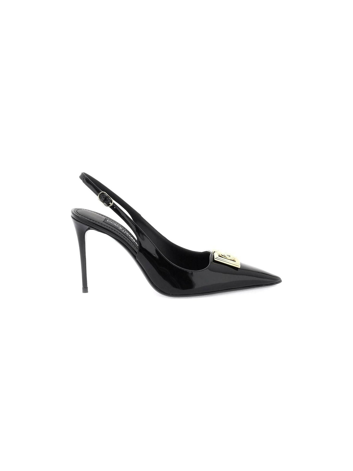 Black Polished Calfskin Slingbacks DOLCE & GABBANA JOHN JULIA.