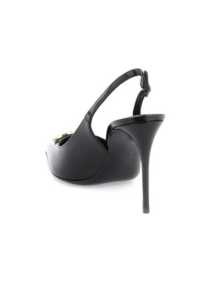 Black Polished Calfskin Slingbacks DOLCE & GABBANA JOHN JULIA.