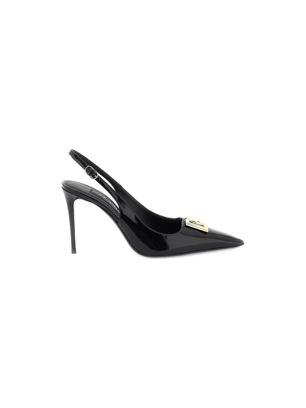 Black Polished Calfskin Slingbacks DOLCE & GABBANA JOHN JULIA.