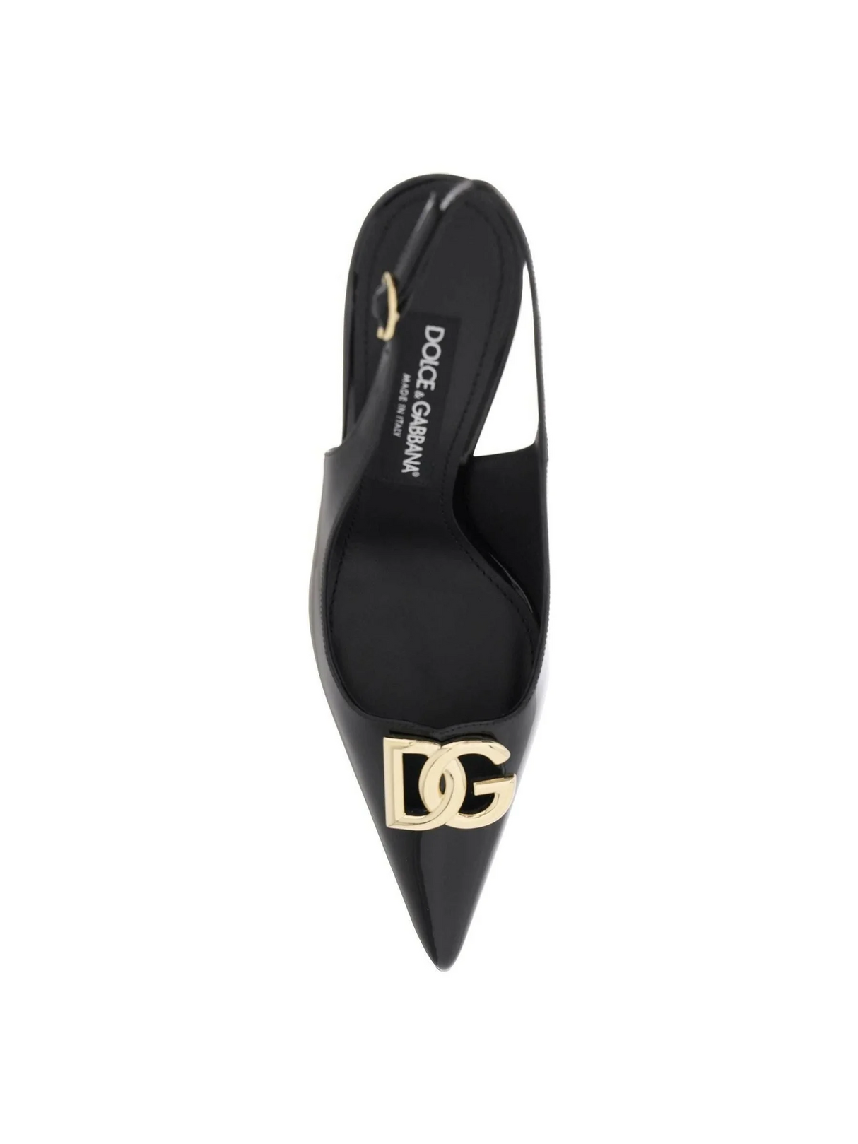 Black Polished Calfskin Slingbacks DOLCE & GABBANA JOHN JULIA.