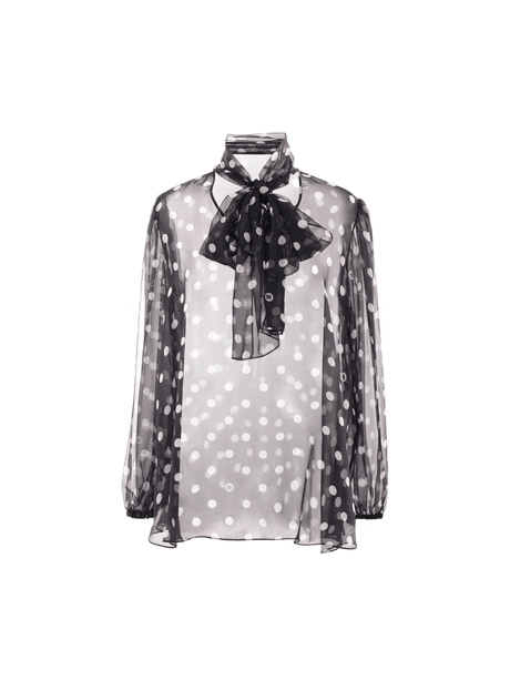 Polka-dot Print Chiffon Blouse-DOLCE&GABBANA-JOHN JULIA