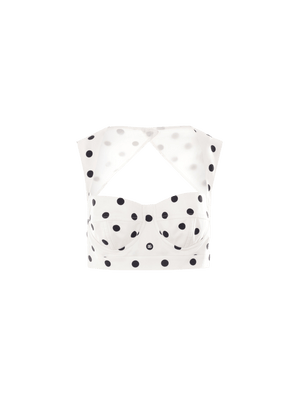 Polka-dot Print Drill Corset Top-DOLCE&GABBANA-JOHN JULIA