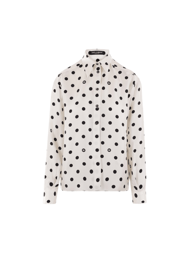 Polka-dot Print Twill Shirt-DOLCE&GABBANA-JOHN JULIA