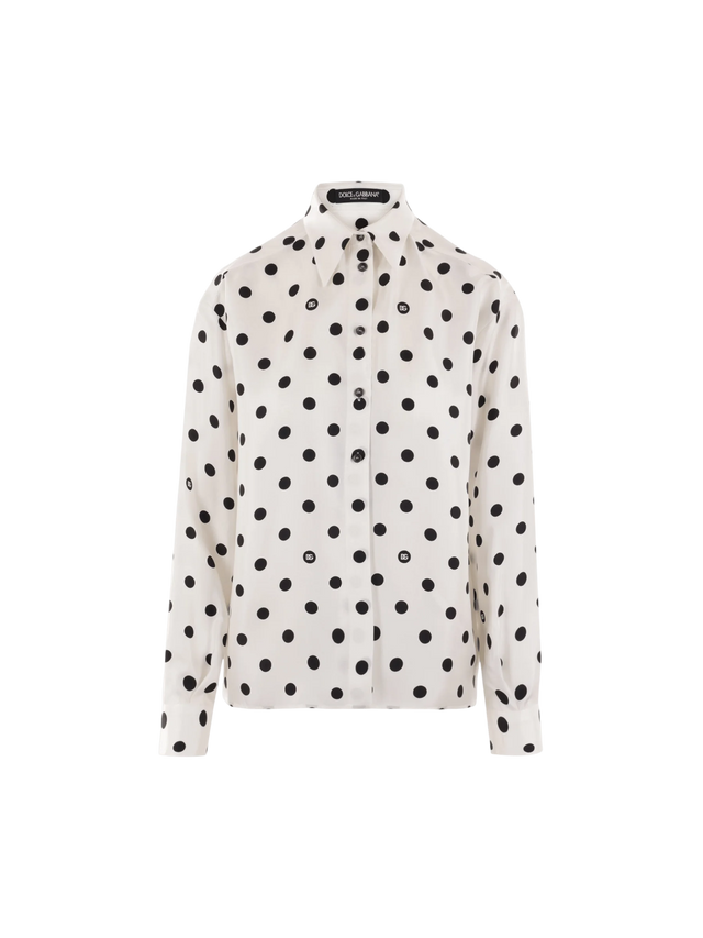 Polka-dot Print Twill Shirt-DOLCE&GABBANA-JOHN JULIA