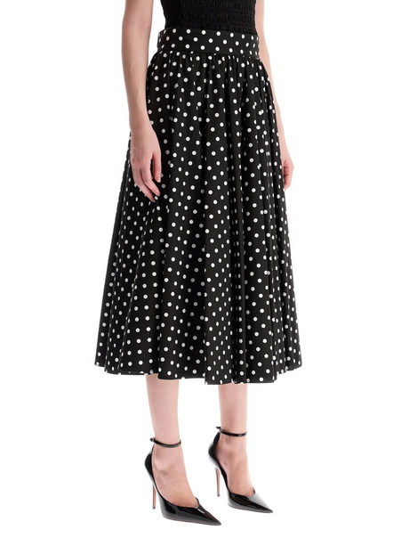 Polka Dot Printed Midi Skirt With