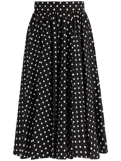 Polka Dot Printed Midi Skirt With