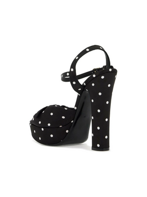 Polka Dot Satin Keira Platform Sandals.