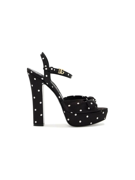 Polka Dot Satin Keira Platform Sandals.