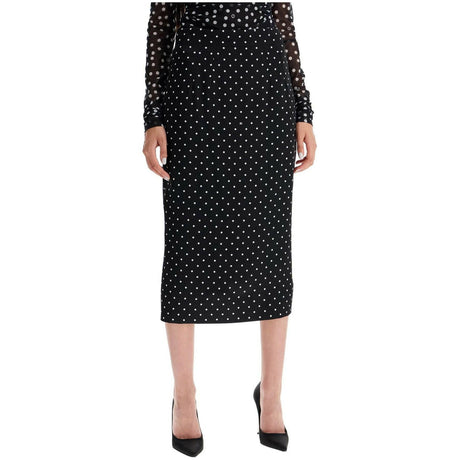 Polka-Dot Silk Charmeuse Pencil Skirt.