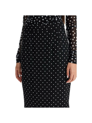 Polka-Dot Silk Charmeuse Pencil Skirt.