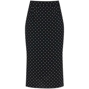 Polka-Dot Silk Charmeuse Pencil Skirt.