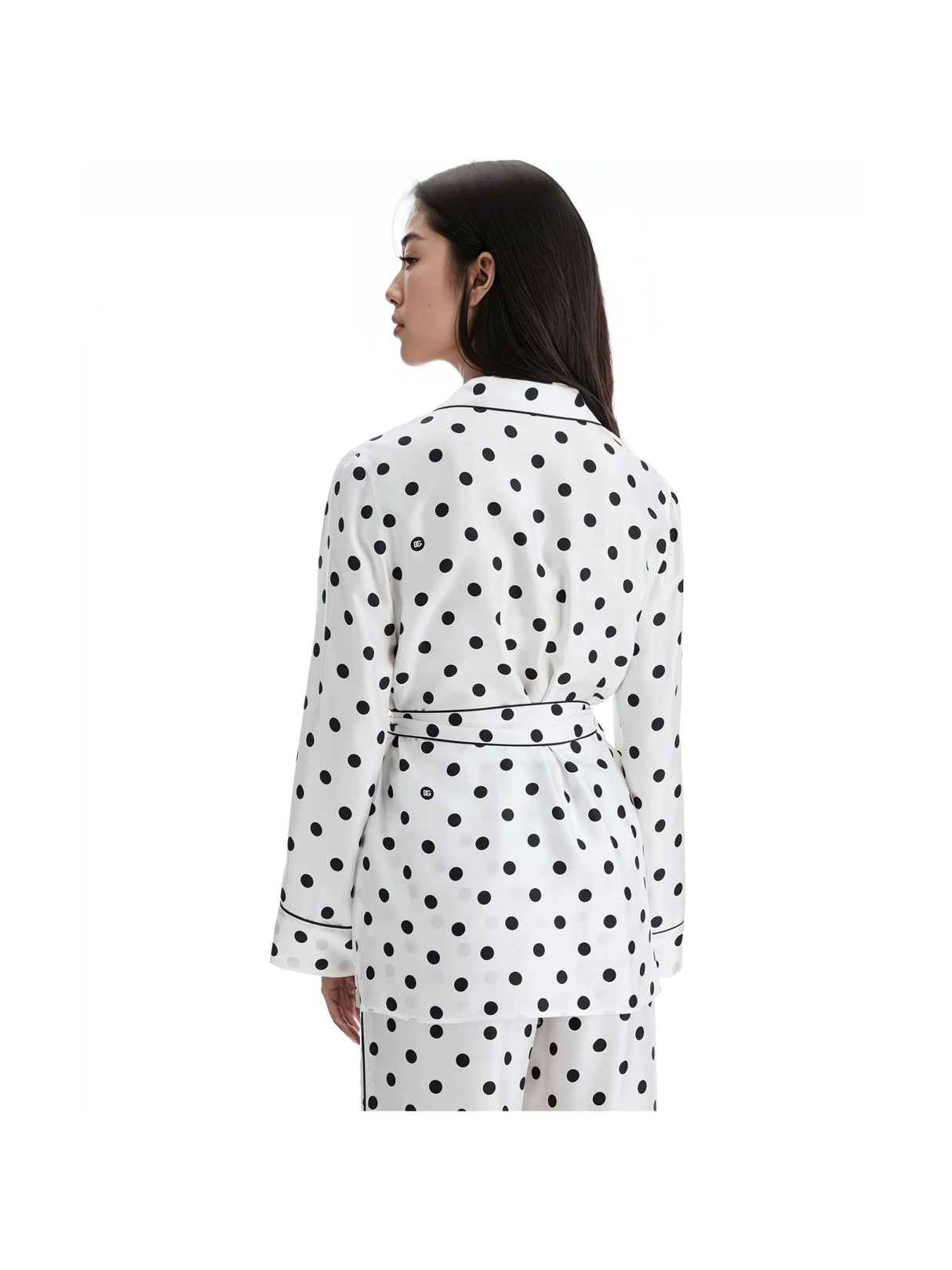 DOLCE & GABBANA-Polka-Dot Silk Twill Pajama Shirt -JOHN JULIA.