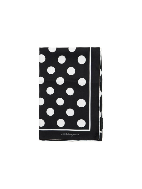 Polka Dot Silk Twill Scarf.