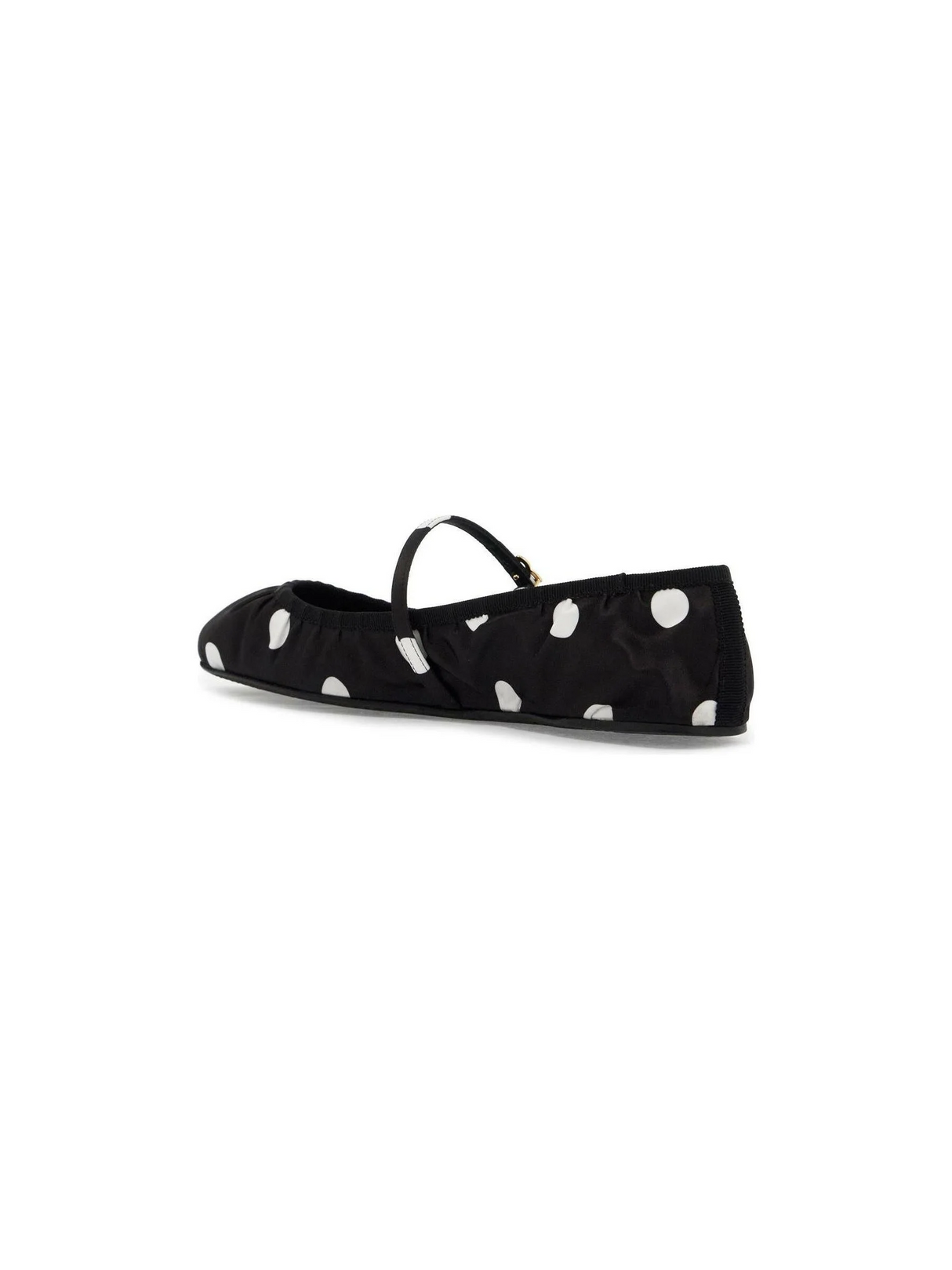 Printed Polka Dot Satin Ballerina Flats.