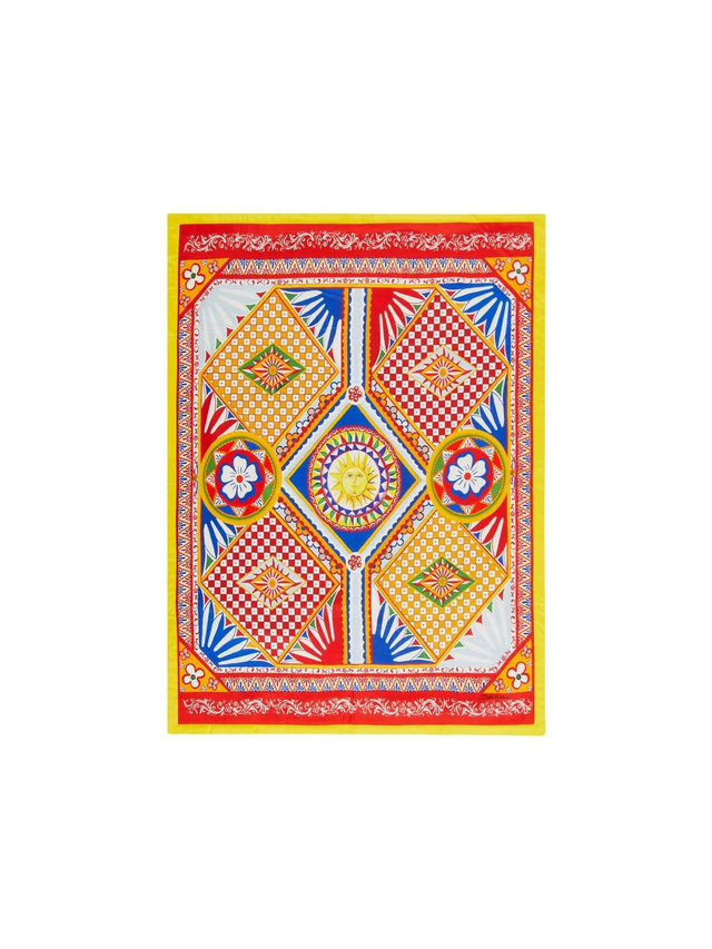 Red and Yellow Multicolor Silk Quilt Throw Blanket DOLCE & GABBANA JOHN JULIA.