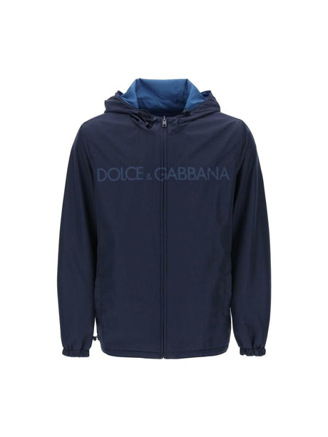 Blue Reversible Technical Fabric Windbreaker Jacket DOLCE & GABBANA JOHN JULIA.