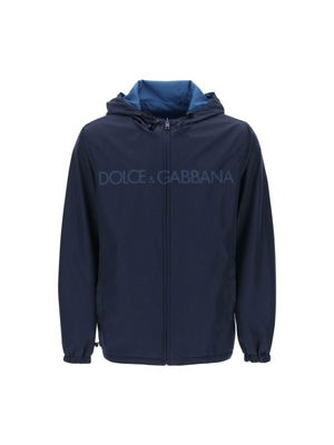 Blue Reversible Technical Fabric Windbreaker Jacket DOLCE & GABBANA JOHN JULIA.