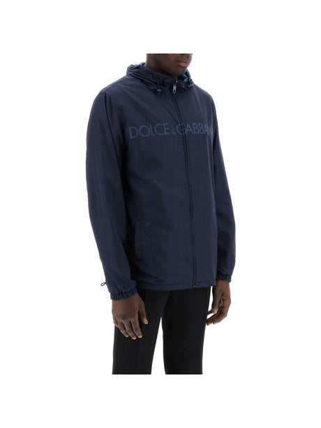 Blue Reversible Technical Fabric Windbreaker Jacket DOLCE & GABBANA JOHN JULIA.