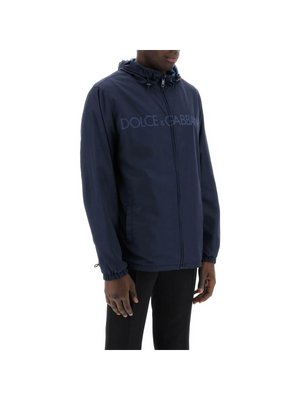 Blue Reversible Technical Fabric Windbreaker Jacket DOLCE & GABBANA JOHN JULIA.