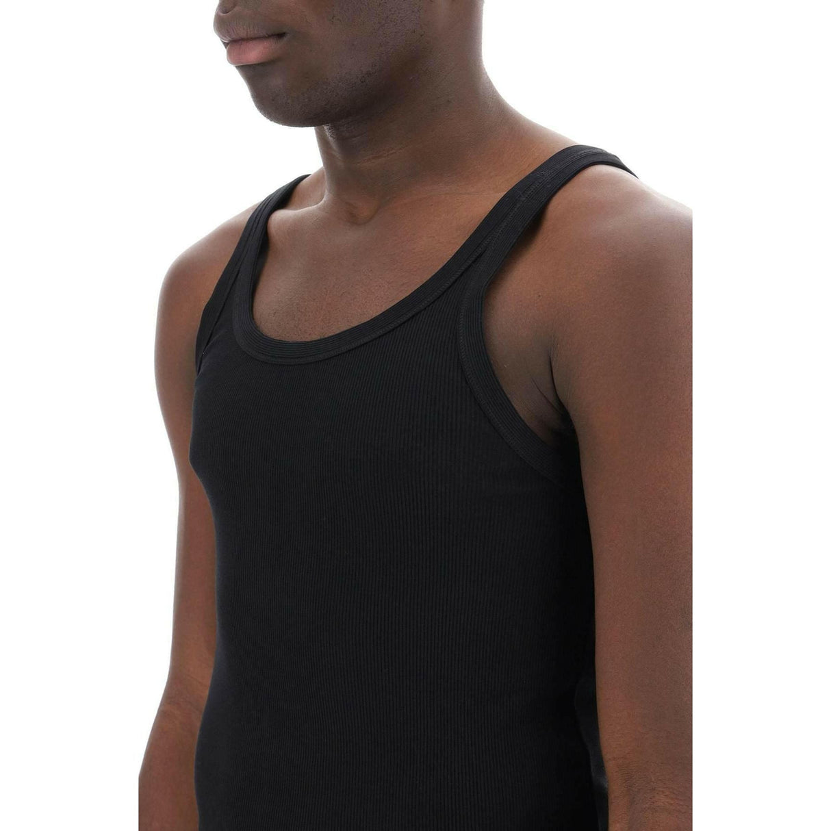 Black Ribbed Slim-Fit Tank Top DOLCE & GABBANA JOHN JULIA.