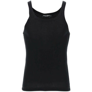 Black Ribbed Slim-Fit Tank Top DOLCE & GABBANA JOHN JULIA.