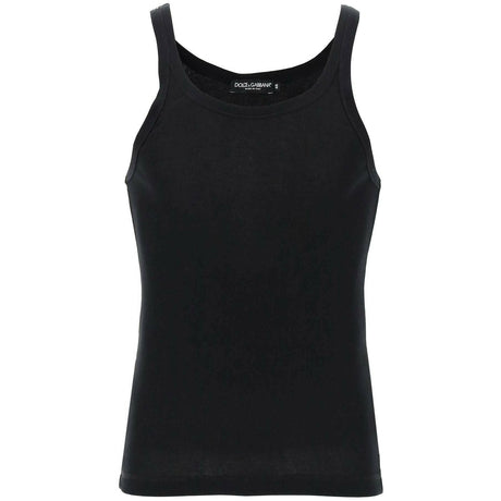 Black Ribbed Slim-Fit Tank Top DOLCE & GABBANA JOHN JULIA.