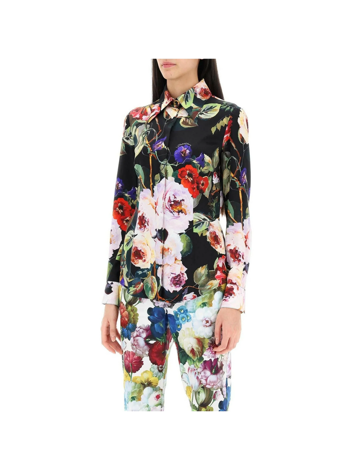 Rose Garden Shirt In Satin DOLCE & GABBANA JOHN JULIA.