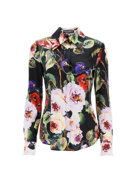 Rose Garden Shirt In Satin DOLCE & GABBANA JOHN JULIA.