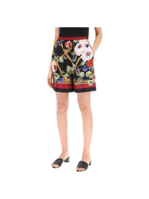 Rose Garden Silk Pajama Shorts - Women > Clothing > Trousers > Shorts and Bermuda shorts