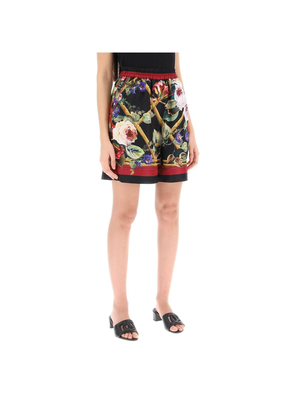 Rose Garden Silk Pajama Shorts - Women > Clothing > Trousers > Shorts and Bermuda shorts