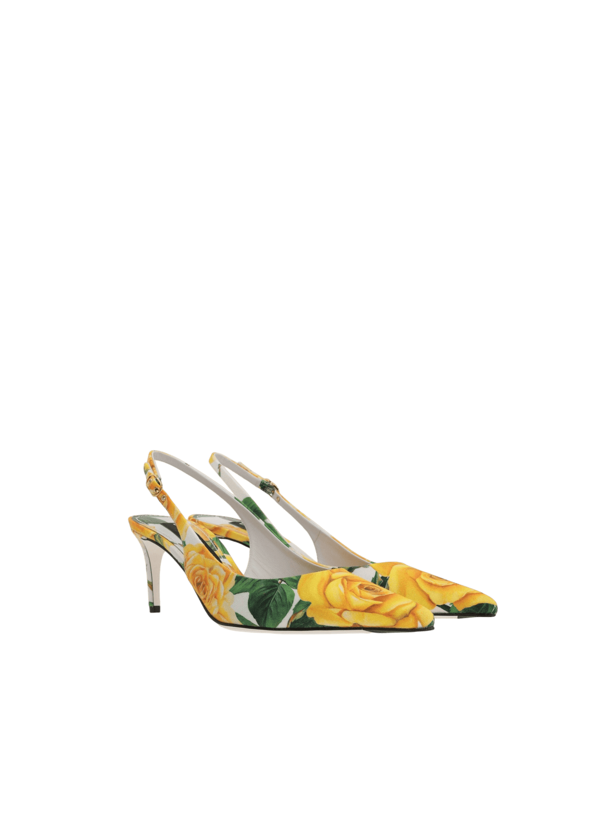 Rose Print Gabardine Slingbacks-DOLCE&GABBANA-JOHN JULIA