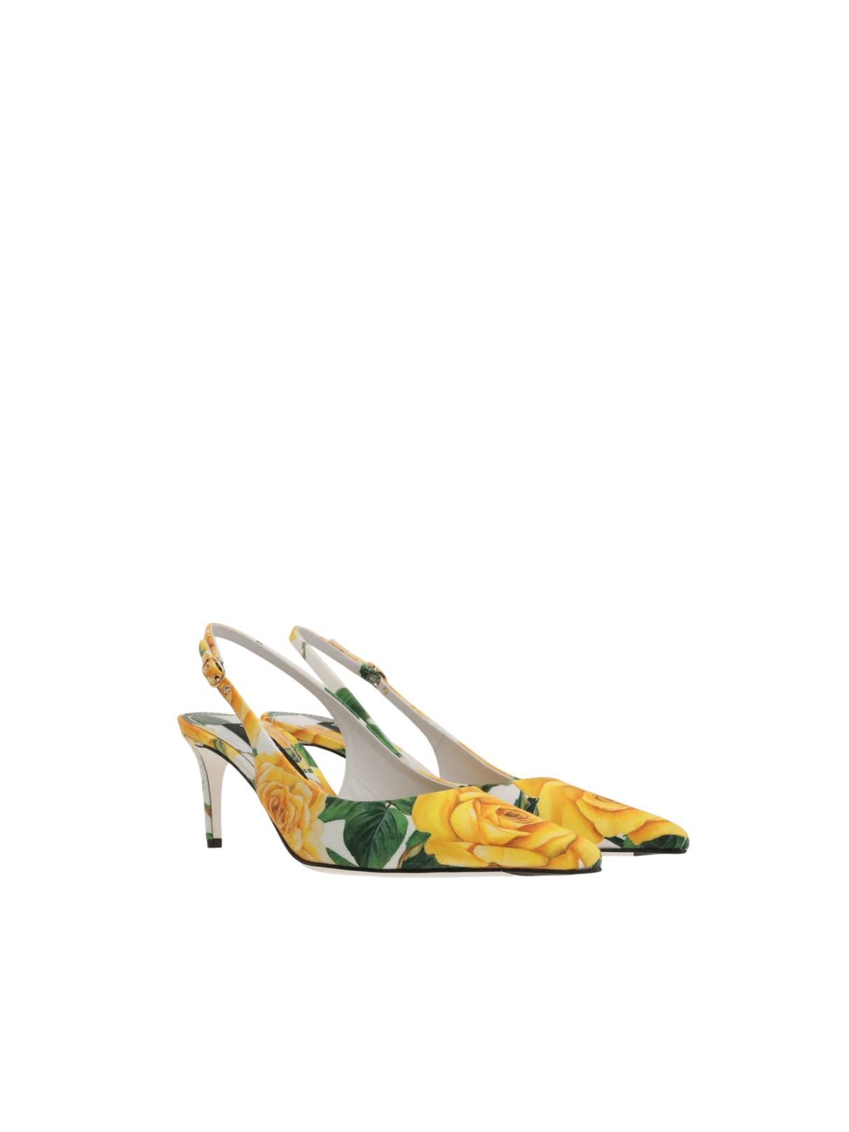 Rose Print Gabardine Slingbacks-DOLCE&GABBANA-JOHN JULIA