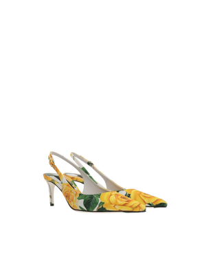 Rose Print Gabardine Slingbacks-DOLCE&GABBANA-JOHN JULIA